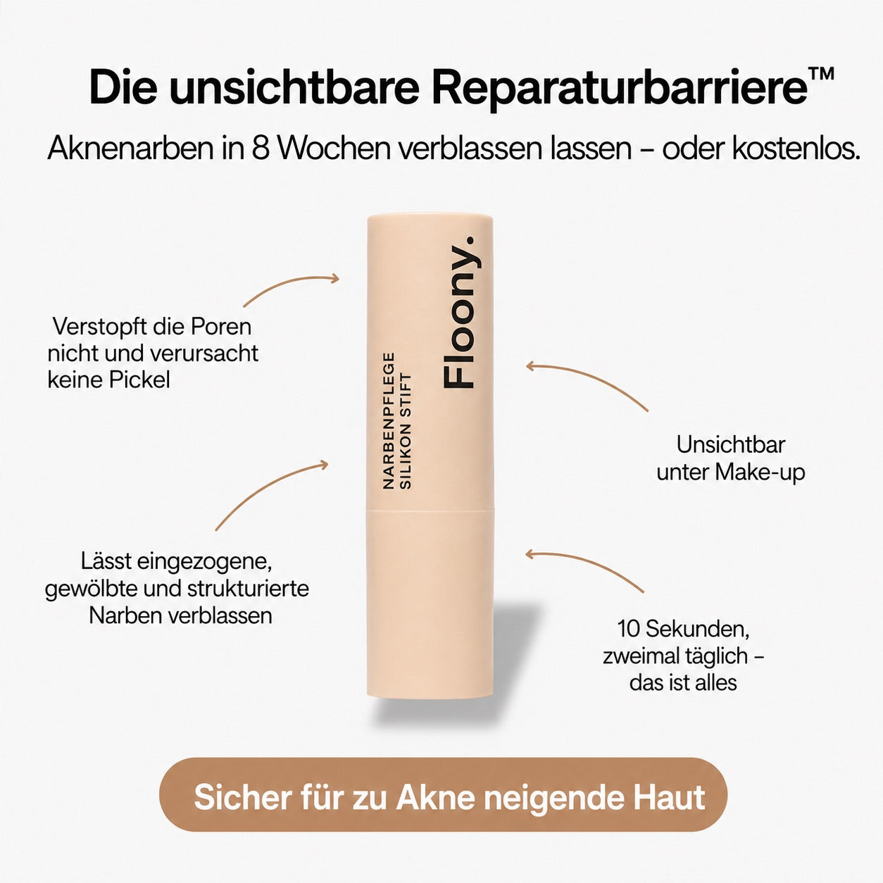 Die unsichtbare Reparatur-Barriere des Floony Silikon-Narbenstifts
